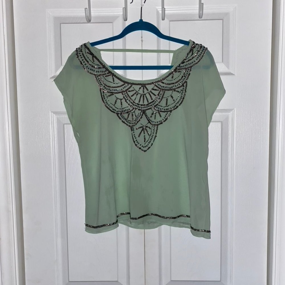 Turquoise Blouse with Bling